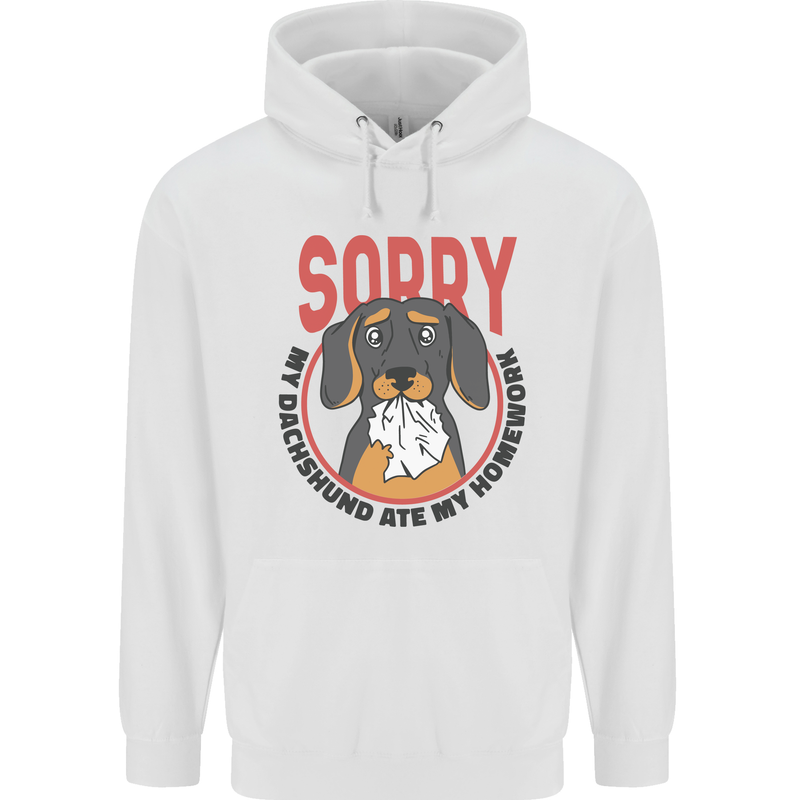 My Dachshund Ate My Homework Funny Dog Childrens Kids Hoodie White