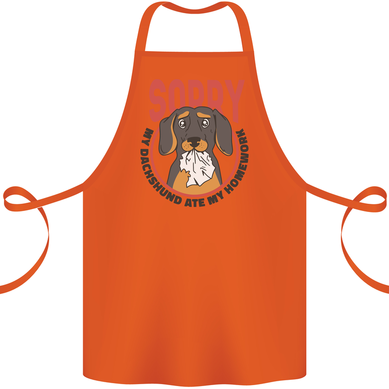 My Dachshund Ate My Homework Funny Dog Cotton Apron 100% Organic Orange