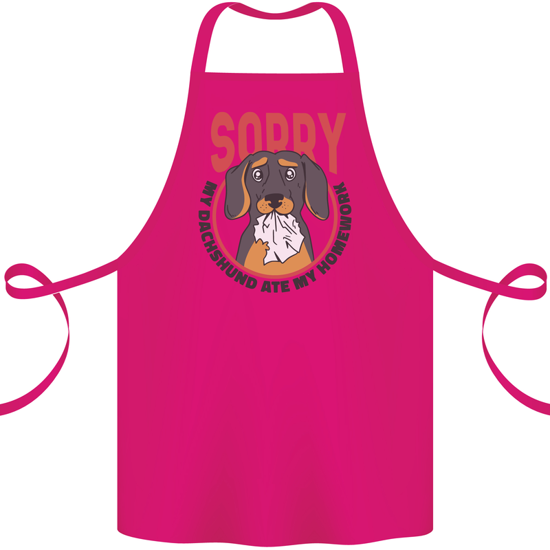 My Dachshund Ate My Homework Funny Dog Cotton Apron 100% Organic Pink