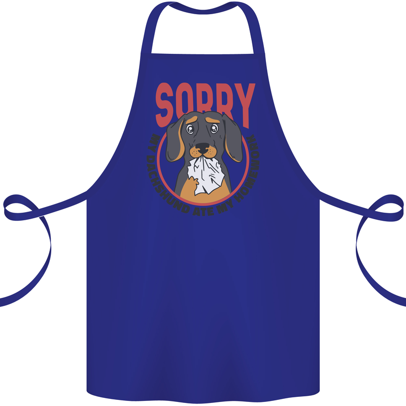 My Dachshund Ate My Homework Funny Dog Cotton Apron 100% Organic Royal Blue