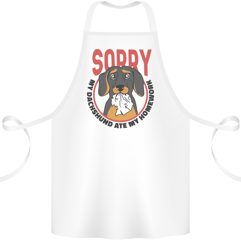 My Dachshund Ate My Homework Funny Dog Cotton Apron 100% Organic White