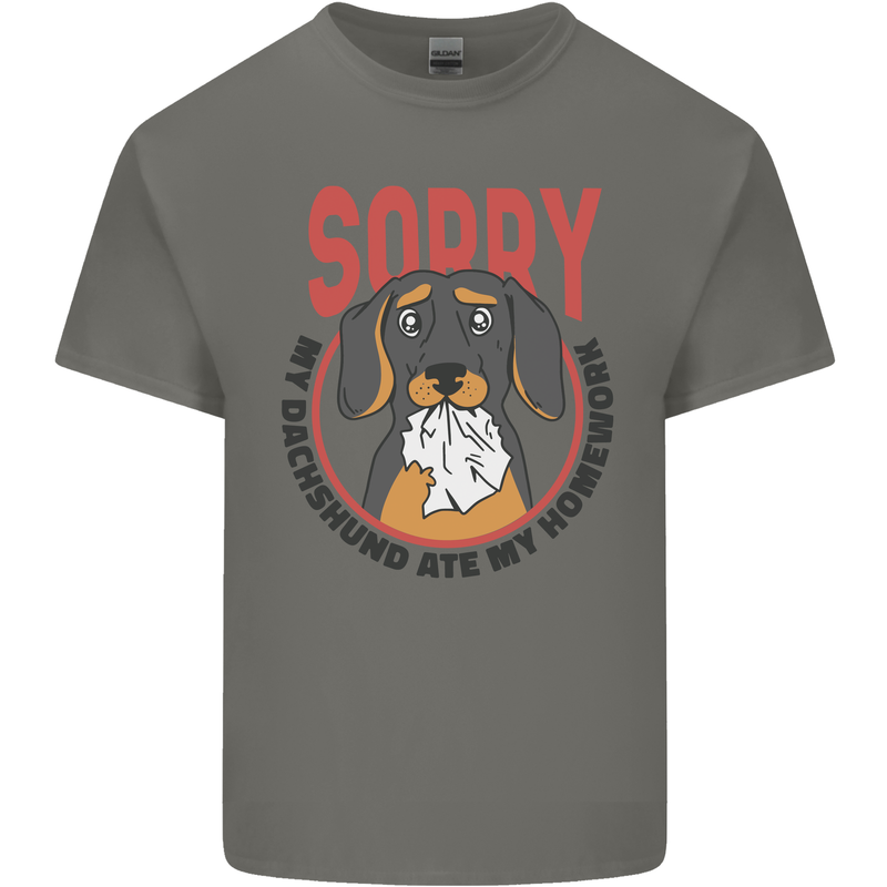 My Dachshund Ate My Homework Funny Dog Kids T-Shirt Childrens Charcoal