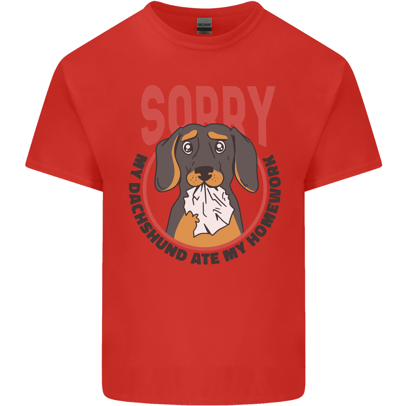 My Dachshund Ate My Homework Funny Dog Kids T-Shirt Childrens Red