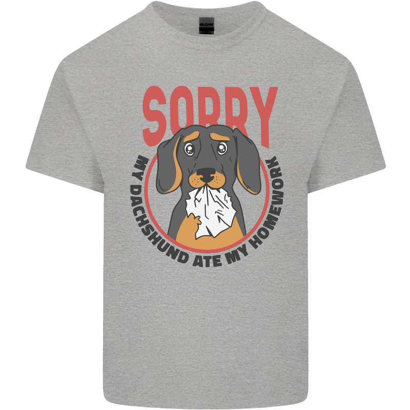 My Dachshund Ate My Homework Funny Dog Kids T-Shirt Childrens Sports Grey