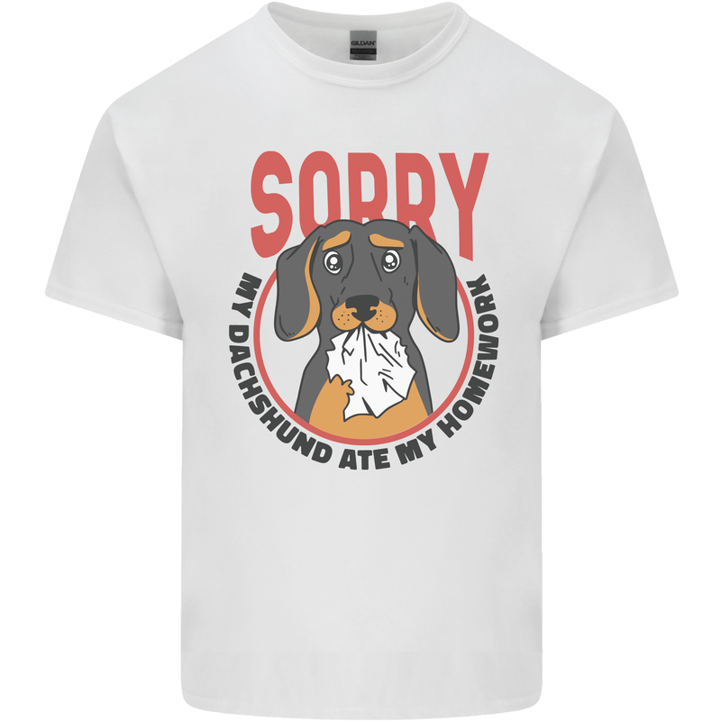 My Dachshund Ate My Homework Funny Dog Kids T-Shirt Childrens White