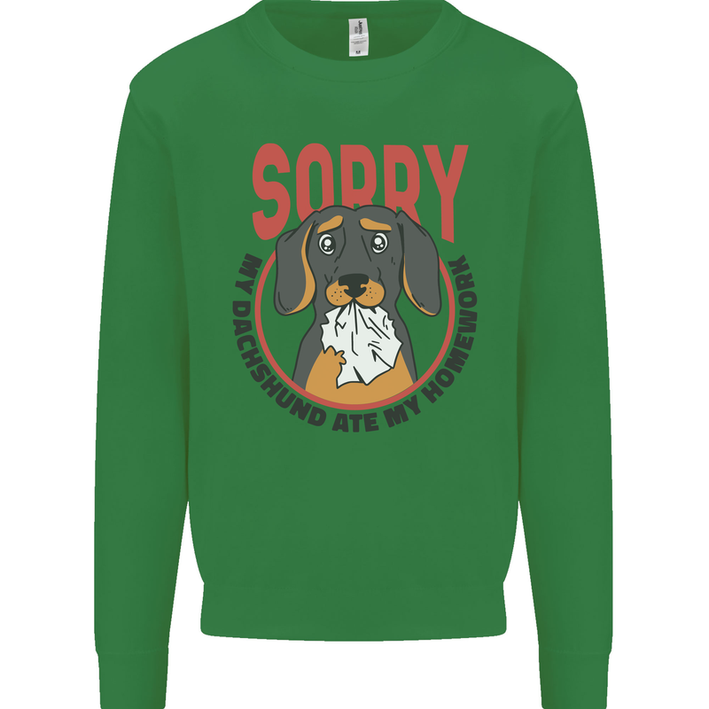 My Dachshund Ate My Homework Funny Dog Mens Sweatshirt Jumper Irish Green