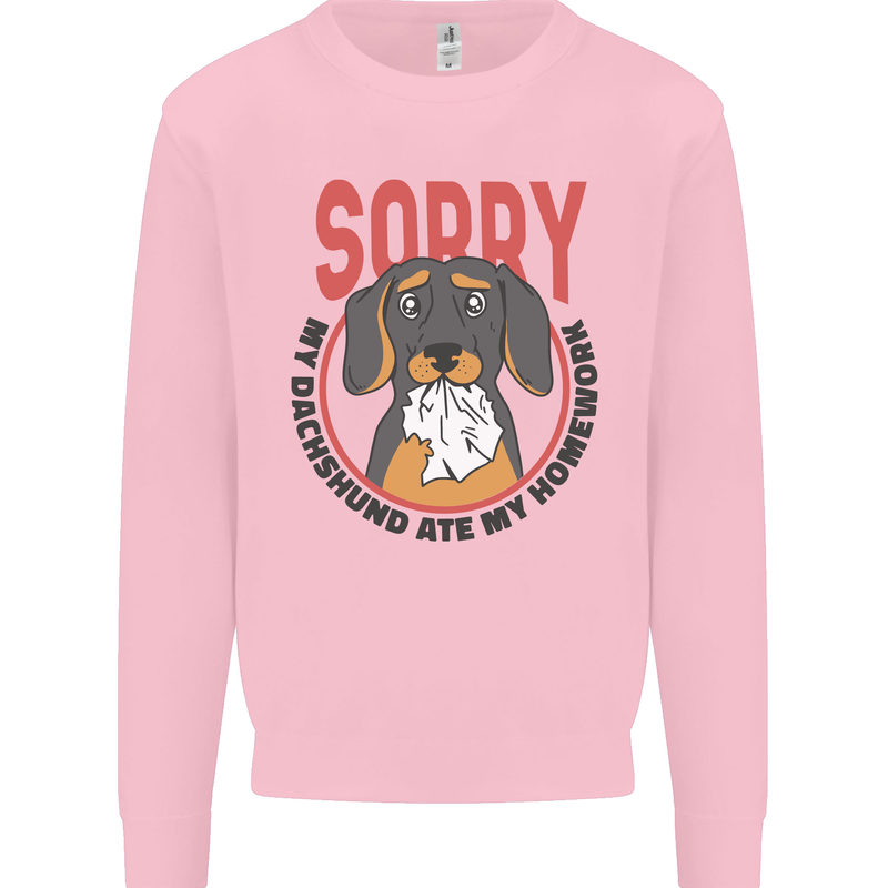 My Dachshund Ate My Homework Funny Dog Mens Sweatshirt Jumper Light Pink