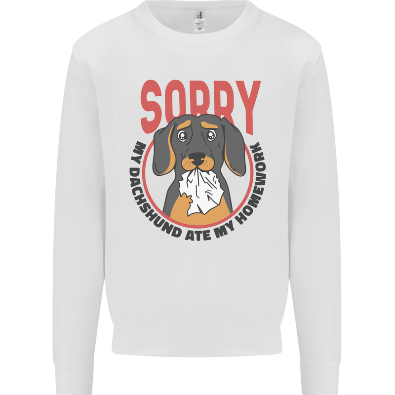 My Dachshund Ate My Homework Funny Dog Mens Sweatshirt Jumper White