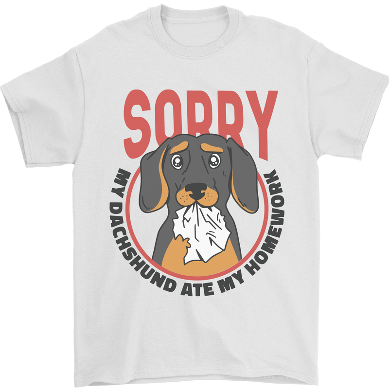My Dachshund Ate My Homework Funny Dog Mens T-Shirt 100% Cotton White
