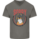 My Dachshund Ate My Homework Funny Dog Mens V-Neck Cotton T-Shirt Charcoal