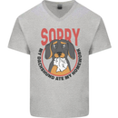 My Dachshund Ate My Homework Funny Dog Mens V-Neck Cotton T-Shirt Sports Grey