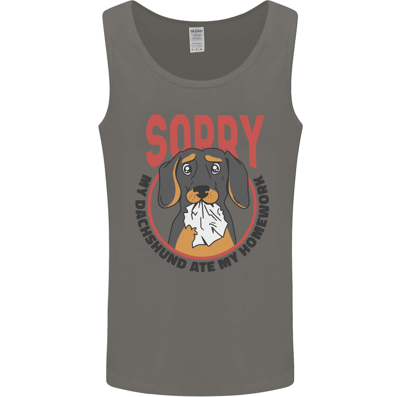 My Dachshund Ate My Homework Funny Dog Mens Vest Tank Top Charcoal