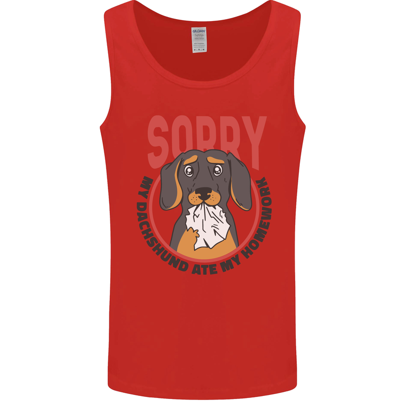 My Dachshund Ate My Homework Funny Dog Mens Vest Tank Top Red
