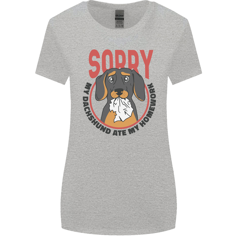 My Dachshund Ate My Homework Funny Dog Womens Wider Cut T-Shirt Sports Grey