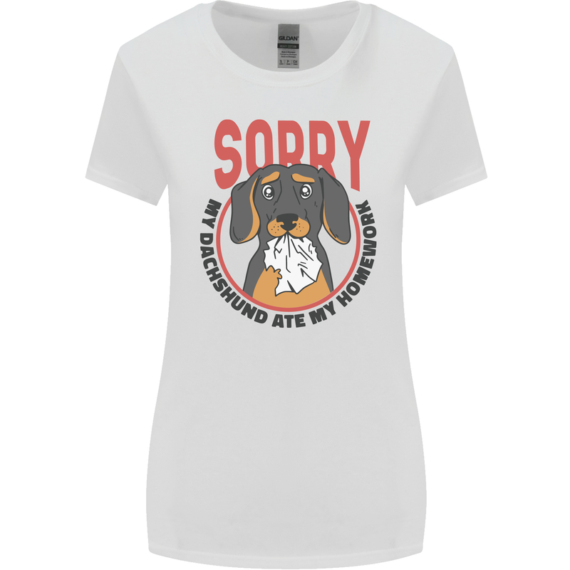 My Dachshund Ate My Homework Funny Dog Womens Wider Cut T-Shirt White