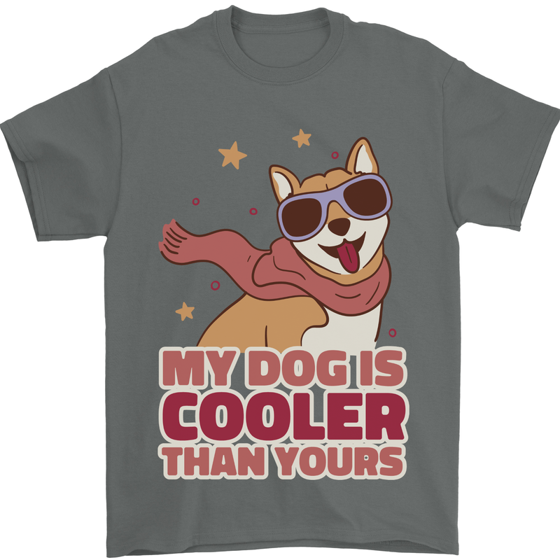 My Dog is Cooler Than Your Dog Shiba Inu Mens T-Shirt 100% Cotton Charcoal