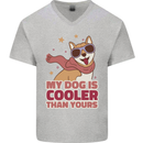 My Dog is Cooler Than Your Dog Shiba Inu Mens V-Neck Cotton T-Shirt Sports Grey