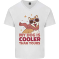My Dog is Cooler Than Your Dog Shiba Inu Mens V-Neck Cotton T-Shirt White