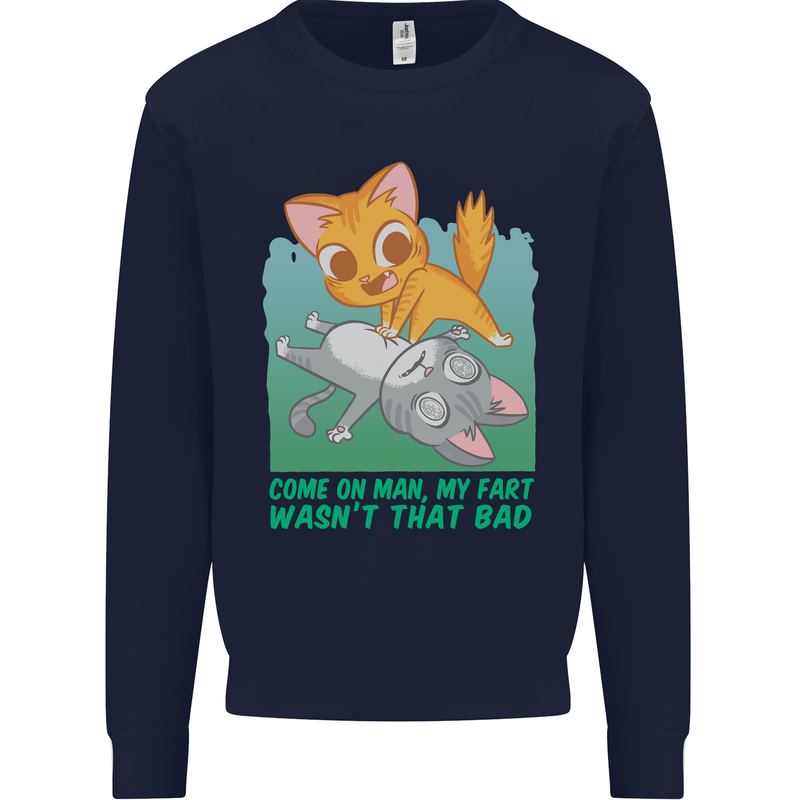 My Fart Wasn't That Bad Funny Flatulence Cat Kids Sweatshirt Jumper Navy Blue