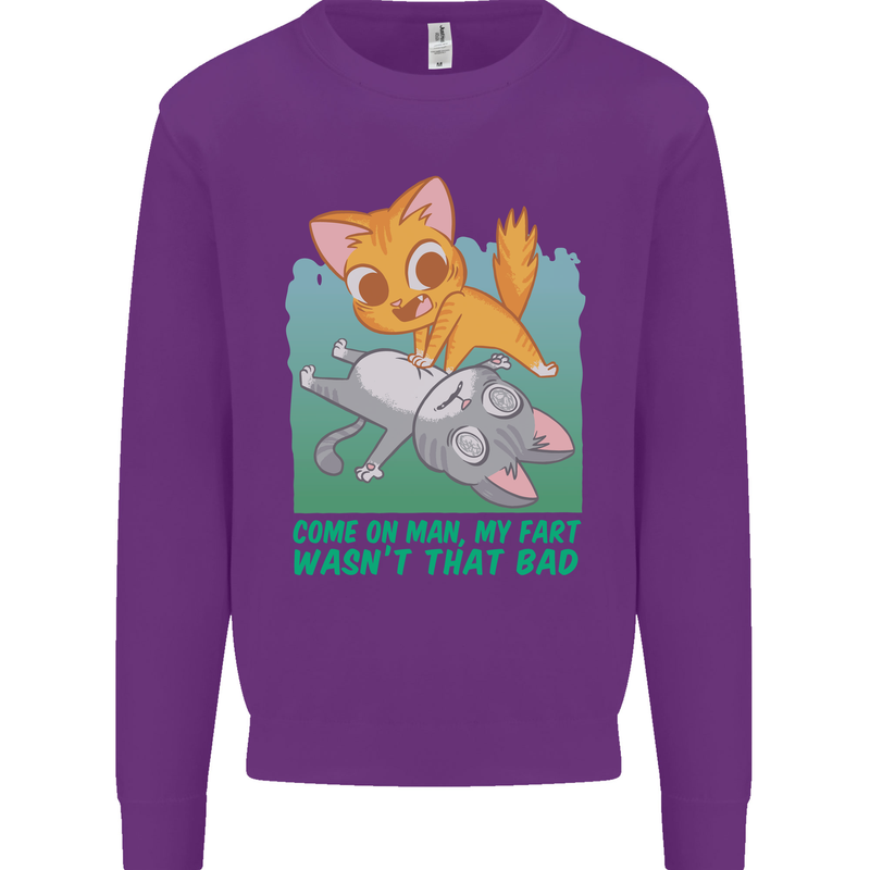 My Fart Wasn't That Bad Funny Flatulence Cat Kids Sweatshirt Jumper Purple
