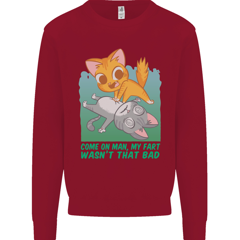 My Fart Wasn't That Bad Funny Flatulence Cat Kids Sweatshirt Jumper Red