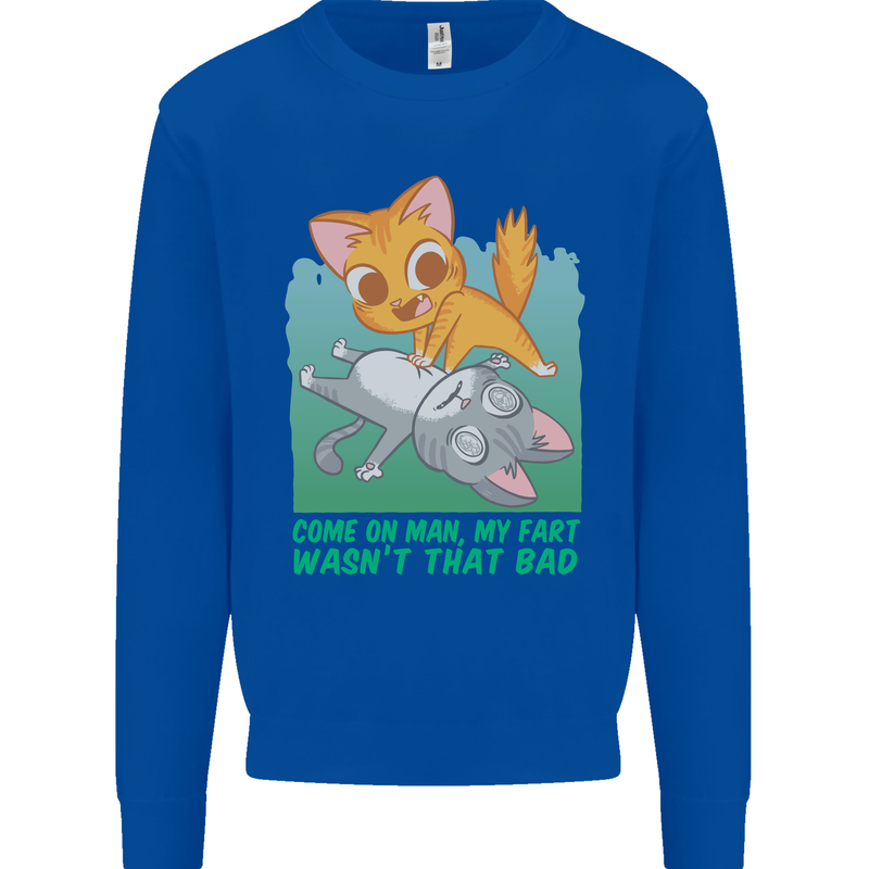 My Fart Wasn't That Bad Funny Flatulence Cat Kids Sweatshirt Jumper Royal Blue