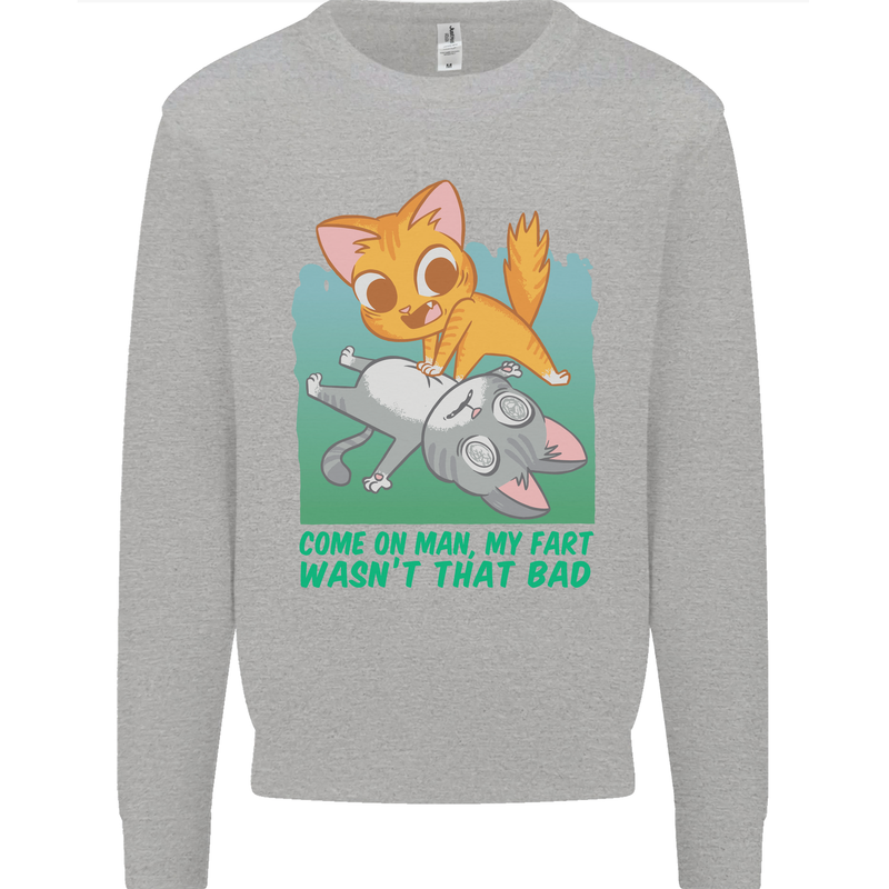 My Fart Wasn't That Bad Funny Flatulence Cat Kids Sweatshirt Jumper Sports Grey