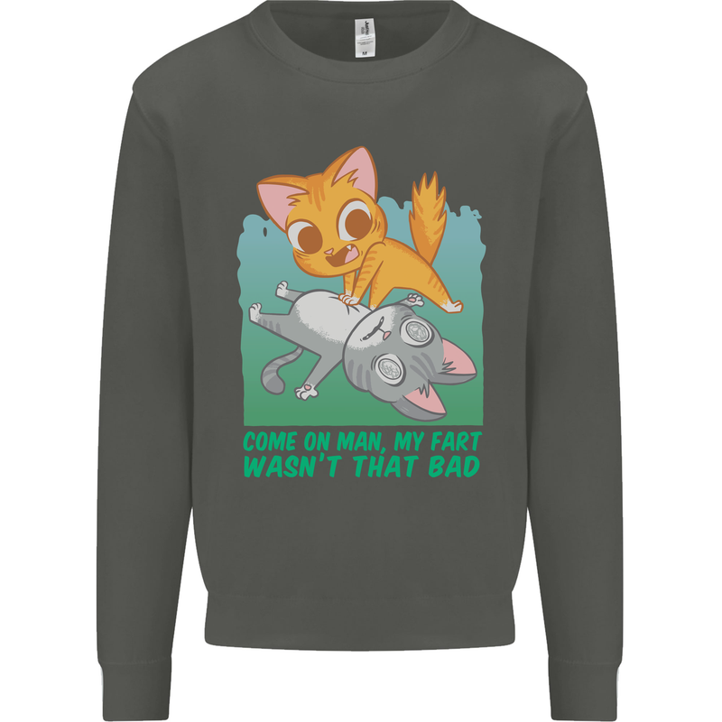 My Fart Wasn't That Bad Funny Flatulence Cat Kids Sweatshirt Jumper Storm Grey