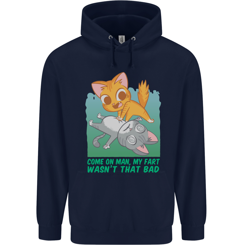 My Fart Wasn't That Bad Funny Flatulence Cat Mens 80% Cotton Hoodie Navy Blue