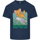 My Fart Wasn't That Bad Funny Flatulence Cat Mens Cotton T-Shirt Tee Top Navy Blue