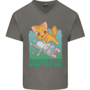 My Fart Wasn't That Bad Funny Flatulence Cat Mens V-Neck Cotton T-Shirt Charcoal
