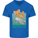 My Fart Wasn't That Bad Funny Flatulence Cat Mens V-Neck Cotton T-Shirt Royal Blue