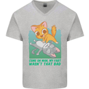 My Fart Wasn't That Bad Funny Flatulence Cat Mens V-Neck Cotton T-Shirt Sports Grey