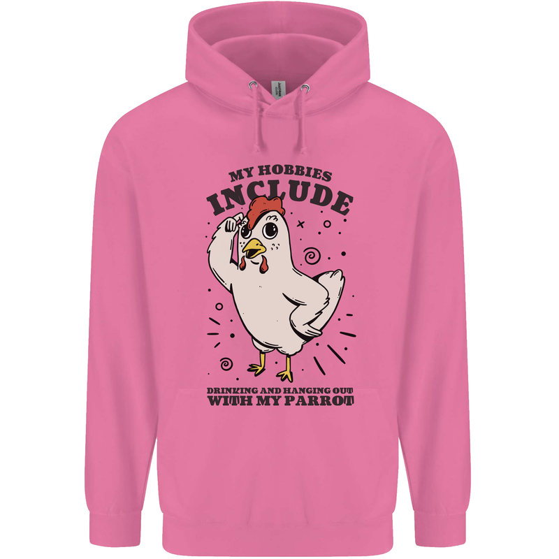 My Hobbies Drinking with My Parrot Alcohol Mens 80% Cotton Hoodie Azelea