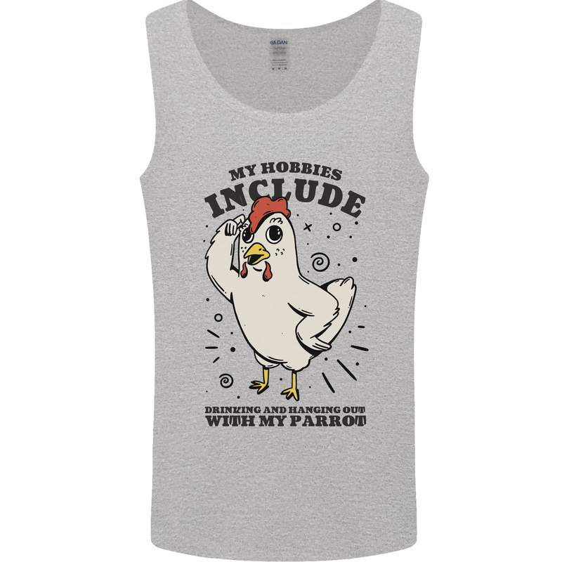 My Hobbies Drinking with My Parrot Alcohol Mens Vest Tank Top Sports Grey