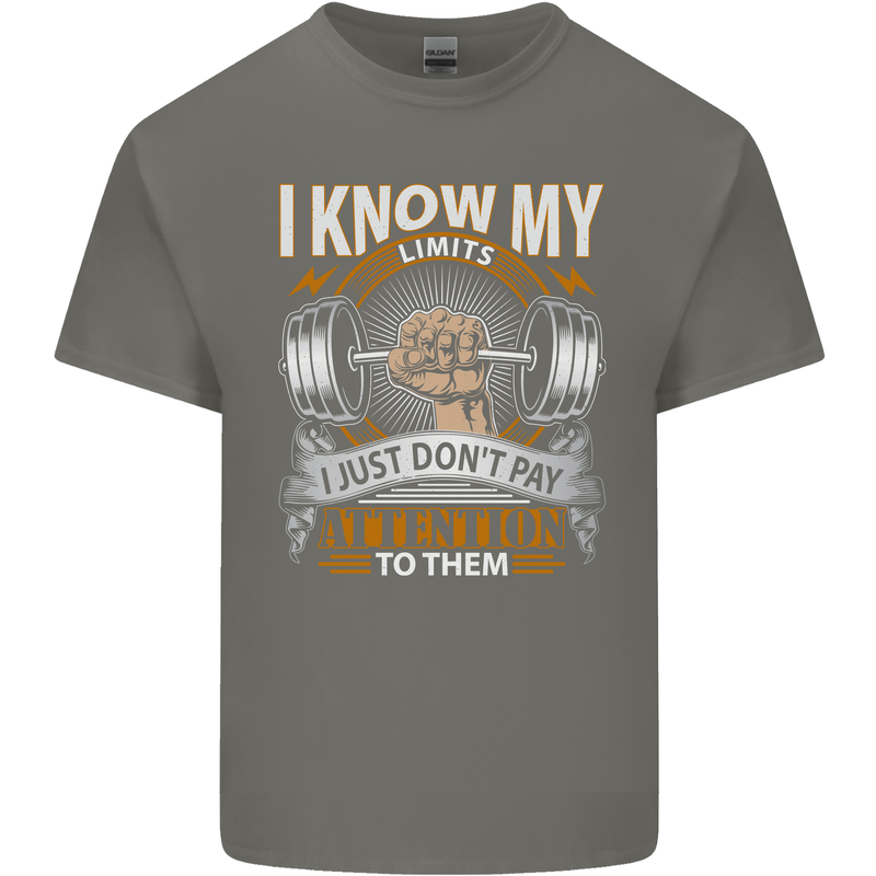 My Limits Inspirational Gym Quote Bodybuilding Kids T-Shirt Childrens Charcoal