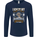 My Limits Inspirational Gym Quote Bodybuilding Mens Long Sleeve T-Shirt Navy Blue