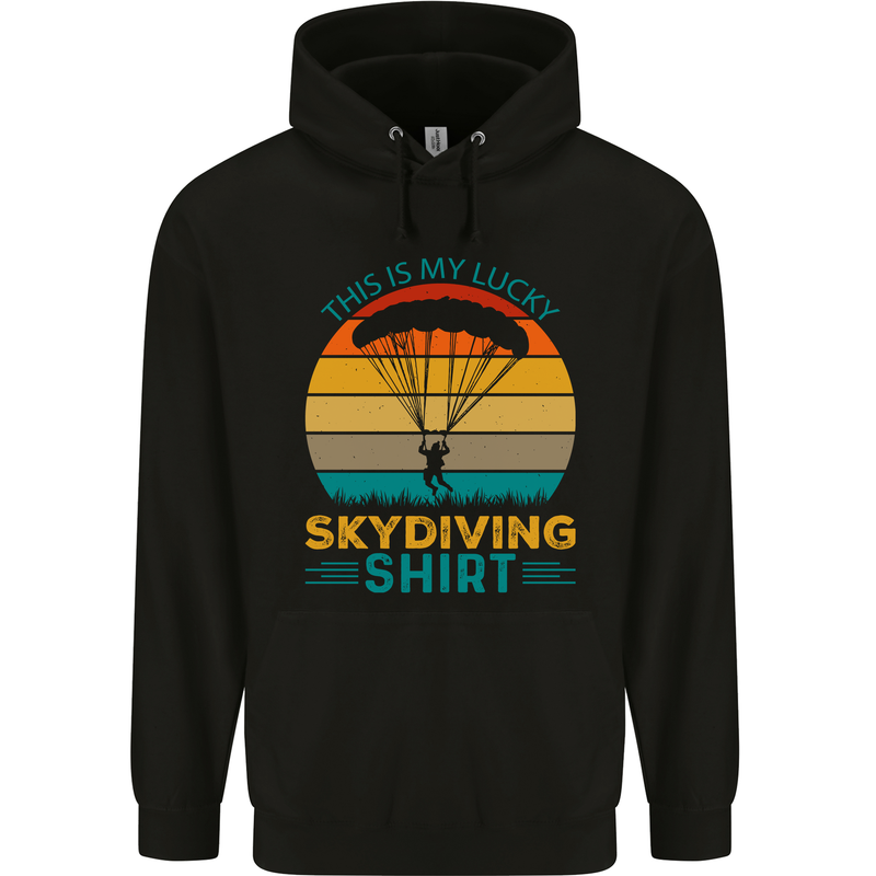 My Lucky Skydiving Funny Skydiver Mens 80% Cotton Hoodie Black