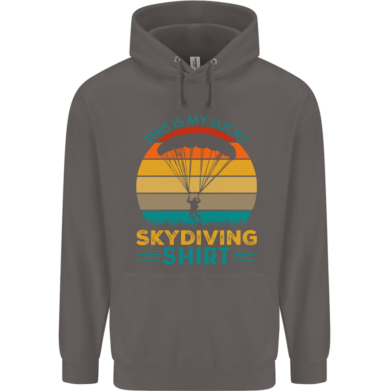 My Lucky Skydiving Funny Skydiver Mens 80% Cotton Hoodie Charcoal