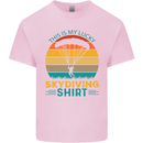 My Lucky Skydiving Funny Skydiver Mens Cotton T-Shirt Tee Top Light Pink