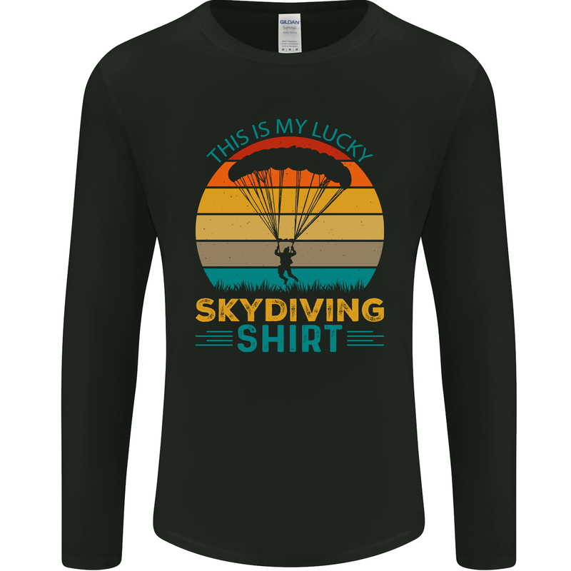 My Lucky Skydiving Funny Skydiver Mens Long Sleeve T-Shirt Black