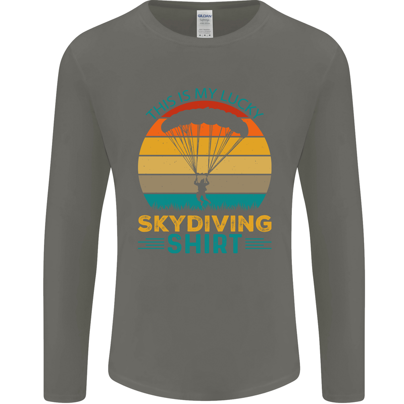 My Lucky Skydiving Funny Skydiver Mens Long Sleeve T-Shirt Charcoal