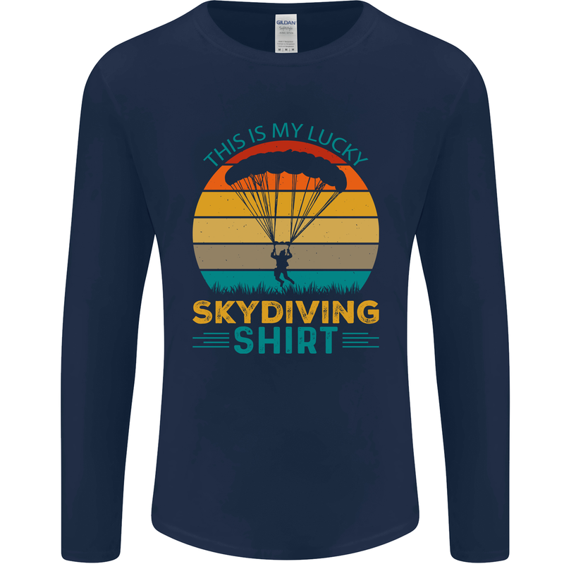 My Lucky Skydiving Funny Skydiver Mens Long Sleeve T-Shirt Navy Blue