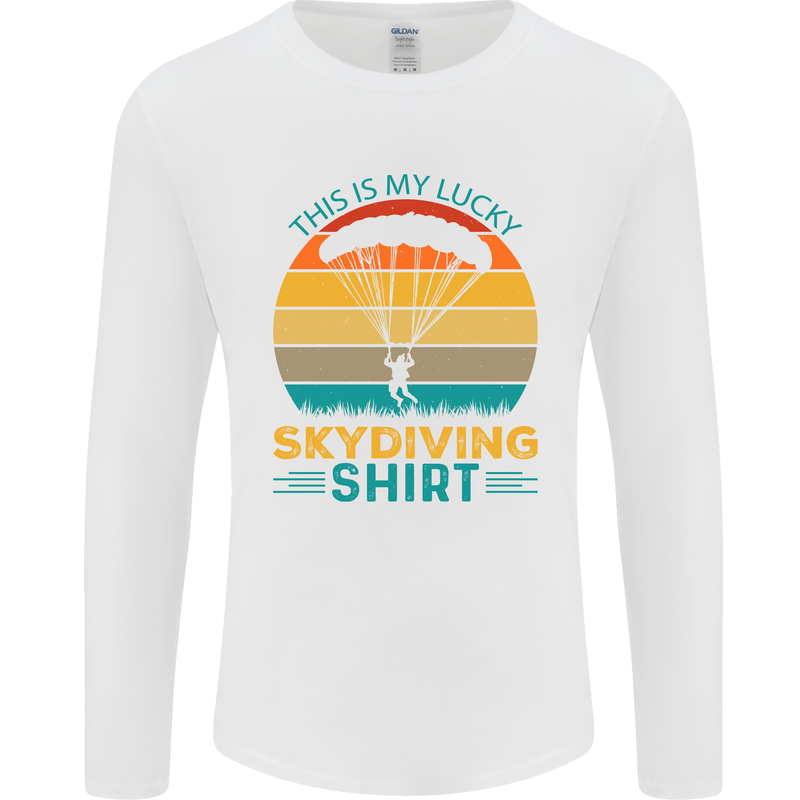 My Lucky Skydiving Funny Skydiver Mens Long Sleeve T-Shirt White