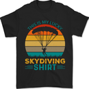 My Lucky Skydiving Funny Skydiver Mens T-Shirt 100% Cotton Black