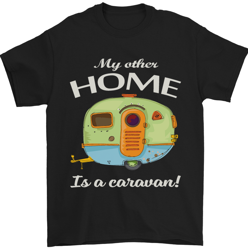 a black t - shirt with an image of a camper that says, my