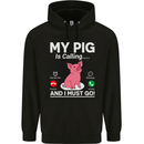 My Pig is Calling and I must Go Funny Farming Childrens Kids Hoodie Black