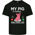 My Pig is Calling and I must Go Funny Farming Kids T-Shirt Childrens Black