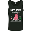 My Pig is Calling and I must Go Funny Farming Mens Vest Tank Top Black
