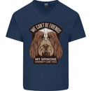 My Spinone Doesnt Like You Funny Dog Mens V-Neck Cotton T-Shirt Navy Blue